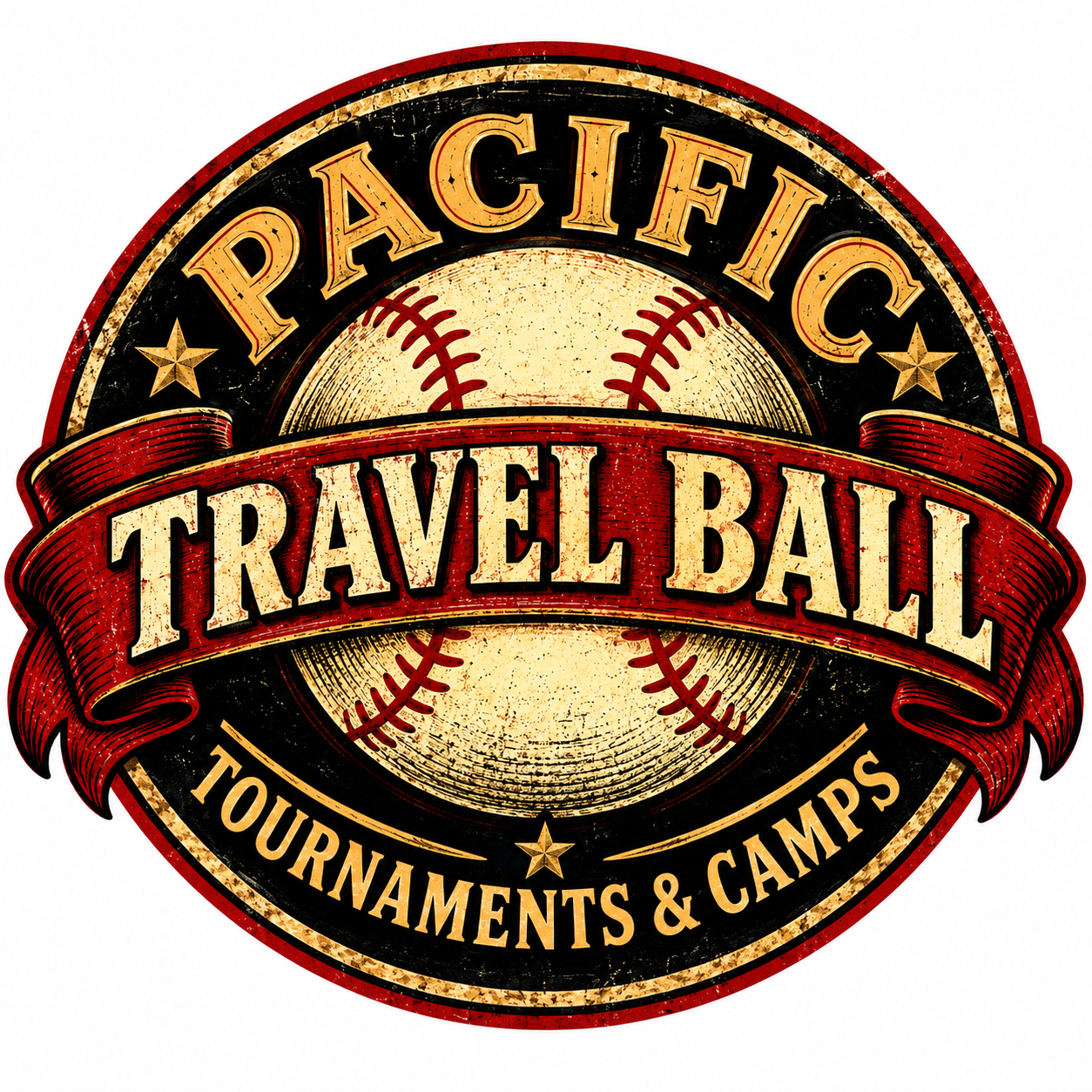 Pacific Travel Ball tournaments and camps vintage logo
